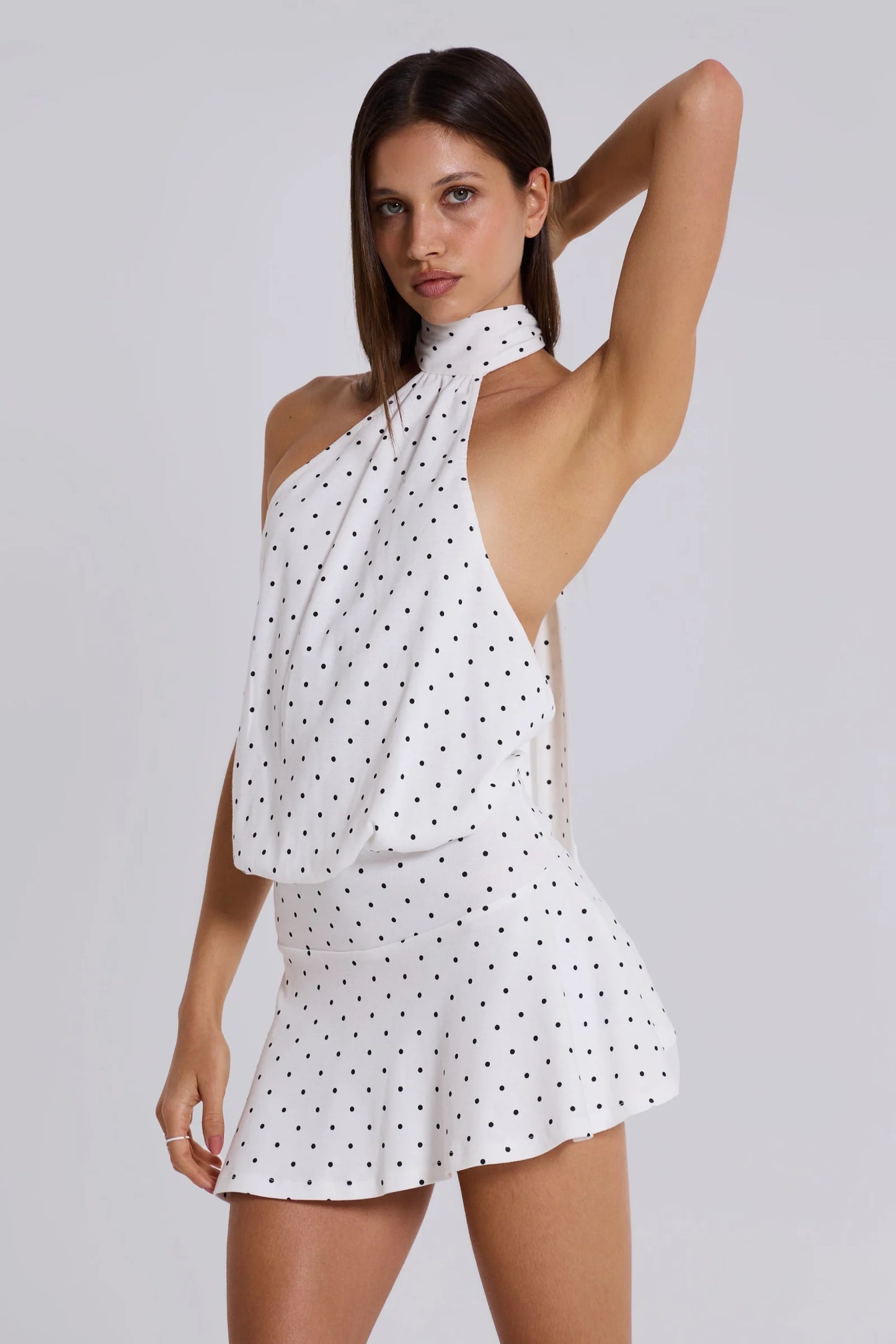 Jaded London Enya Backless Mini Dress in Polkadot