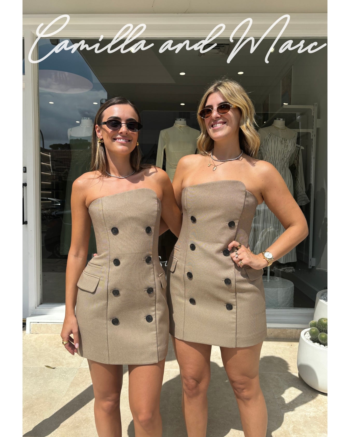 Camilla and Marc Izola Tailored Mini Dress Tan Brown