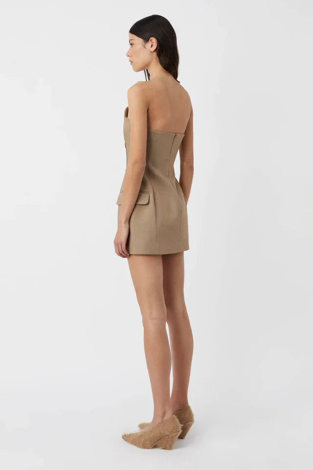Camilla and Marc Izola Tailored Mini Dress Tan Brown