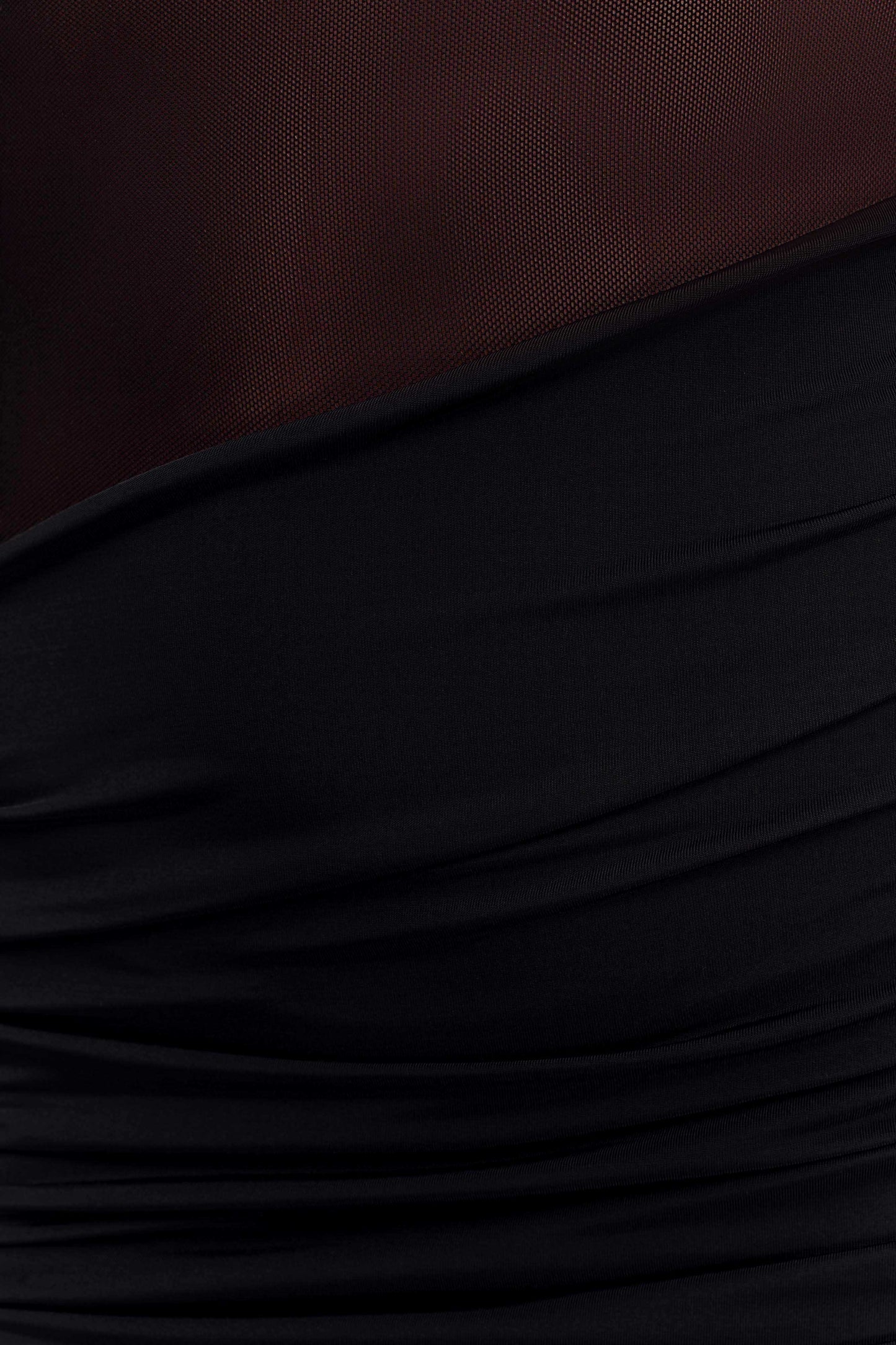 Meshki Dallas One Shoulder Mesh Maxi Dress Black