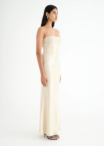 Benni Juliano Sequin Slip Dress Light Toffee
