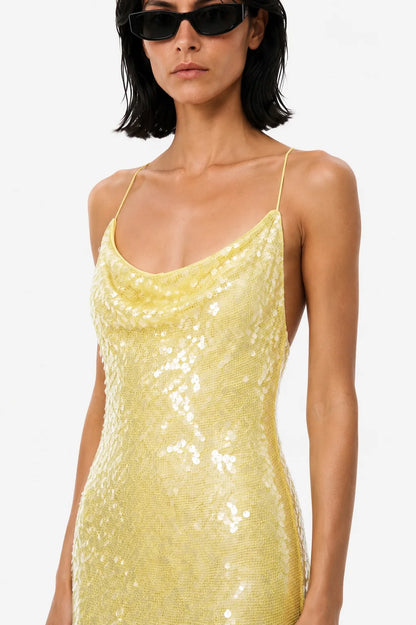 Misha The Ina Sequin Maxi Dress Lemon
