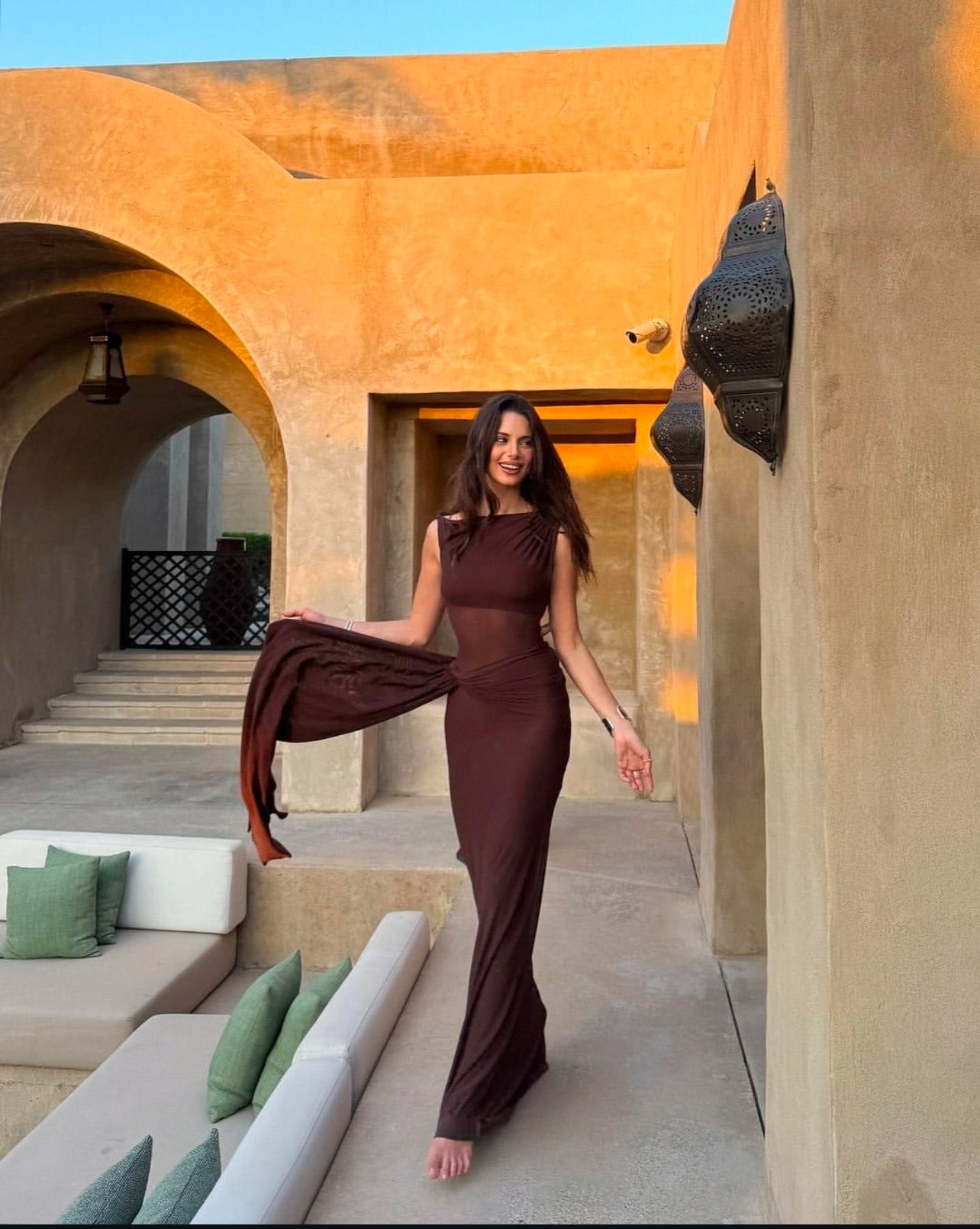 the sisal mesh maxi dress Misha Sisal Mesh Maxi Dress