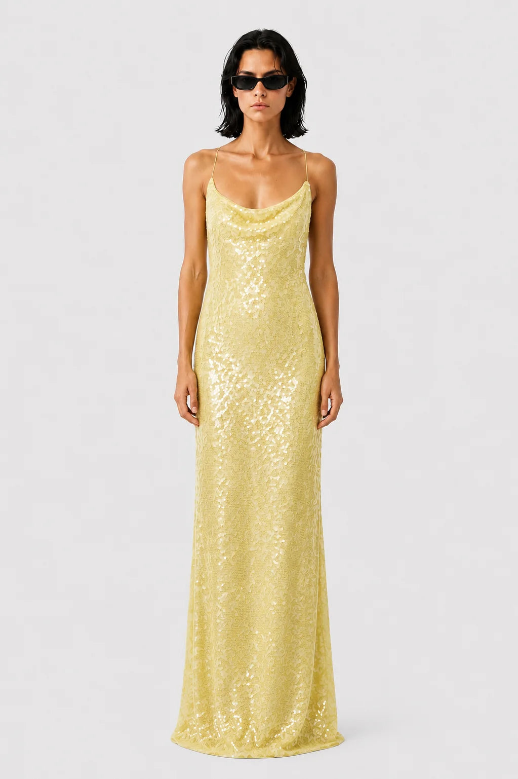 Misha The Ina Sequin Maxi Dress Lemon