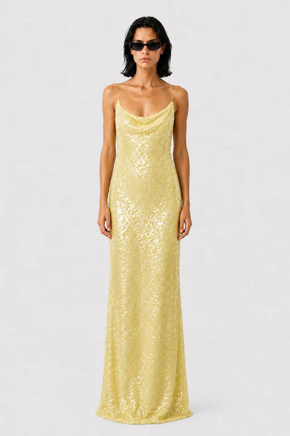 Misha The Ina Sequin Maxi Dress Lemon