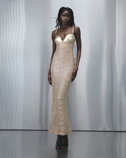 The Dolls House Fashion Sira Maxi Dress - Gold