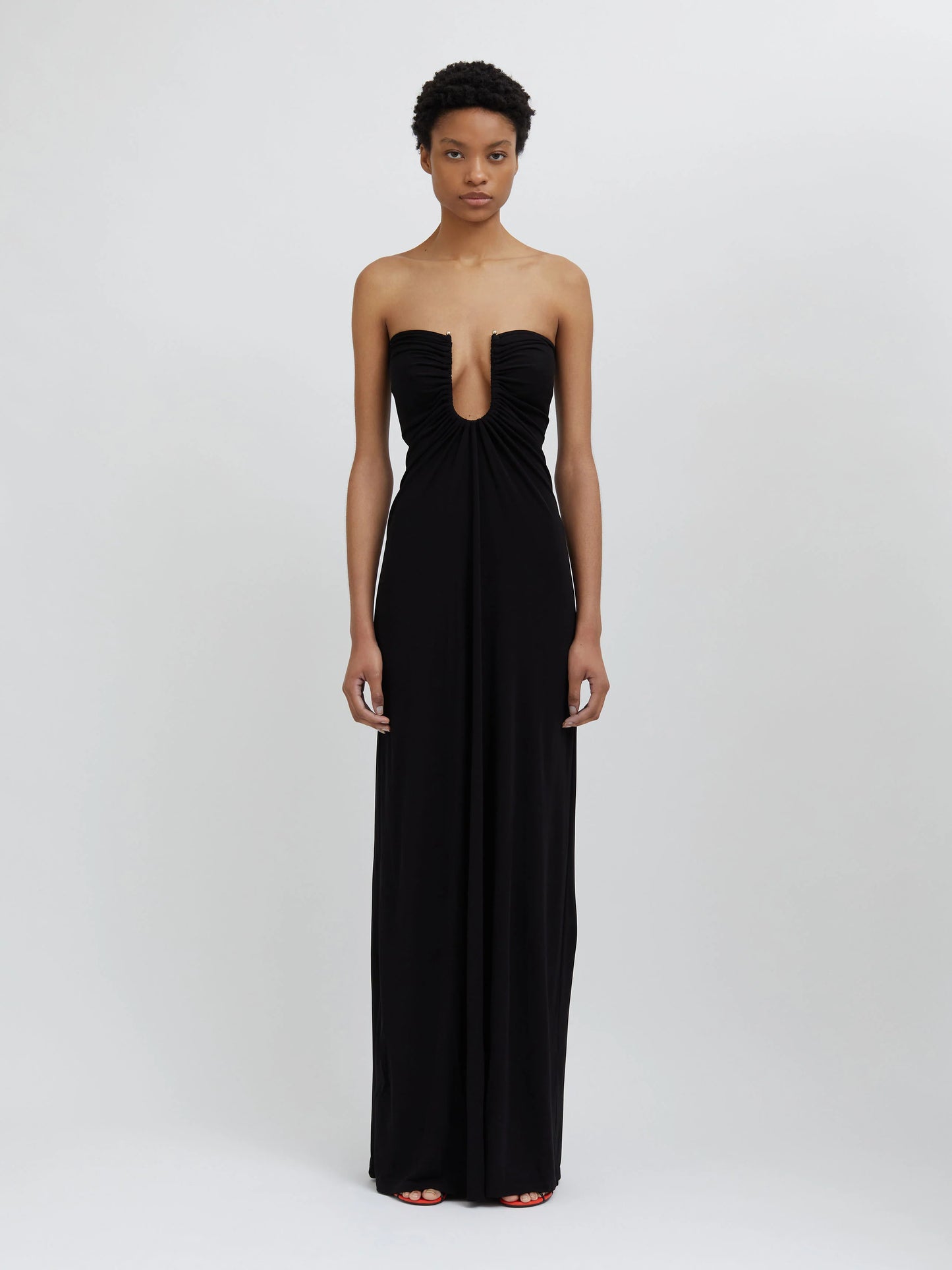 Christopher Esber Arced Palm Strapless Dress Black