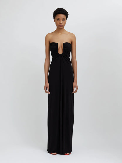 Christopher Esber Arced Palm Strapless Dress Black