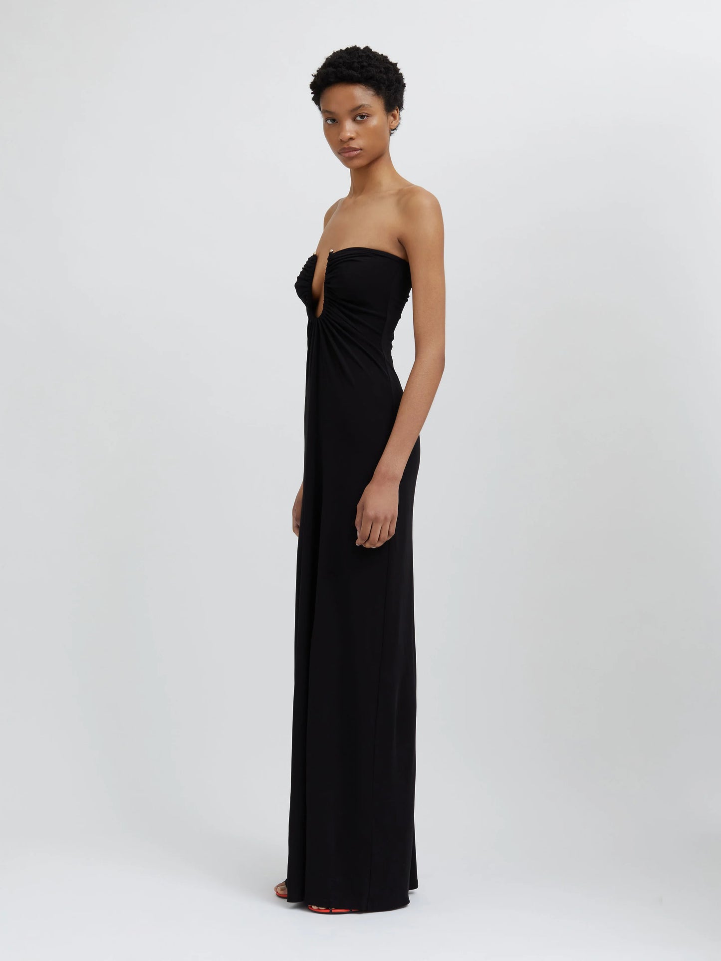 Christopher Esber Arced Palm Strapless Dress Black