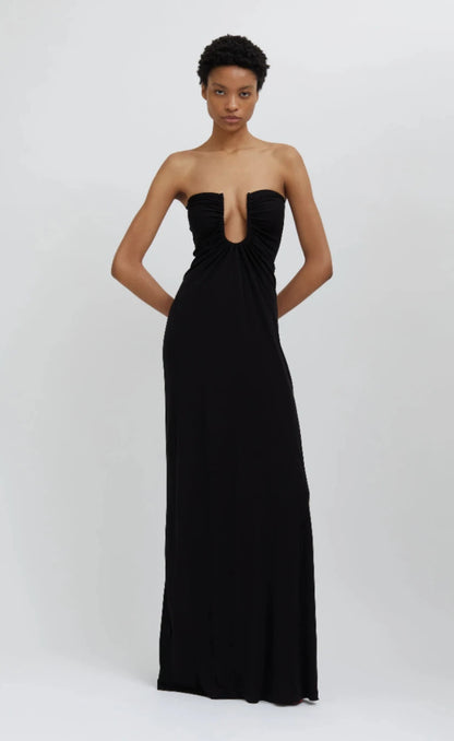 Christopher Esber Arced Palm Strapless Dress Black
