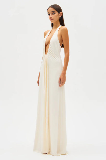 Misha Jennifer Cupro Maxi Dress Ivory