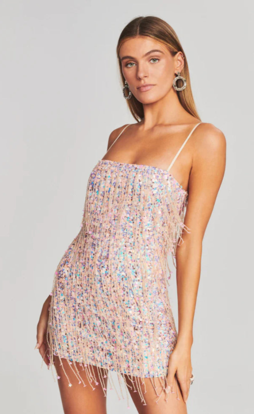 Retrofete Heather Sequin Star Fringe Dress