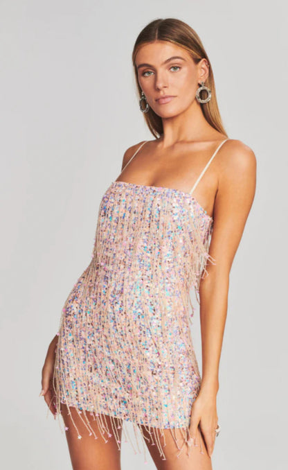 Retrofete Heather Sequin Star Fringe Dress