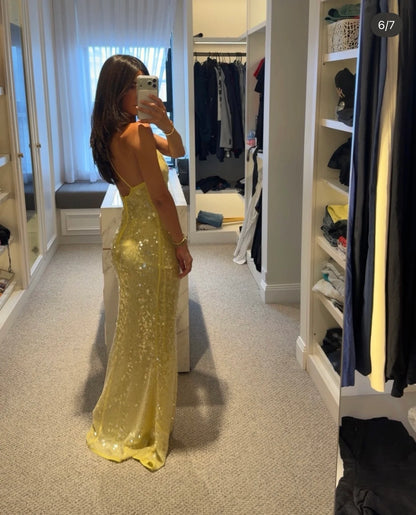 Misha The Ina Sequin Maxi Dress Lemon