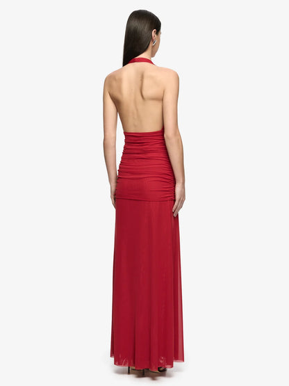 Bec & Bridge Wren Drape Maxi Dress - Ruby Red