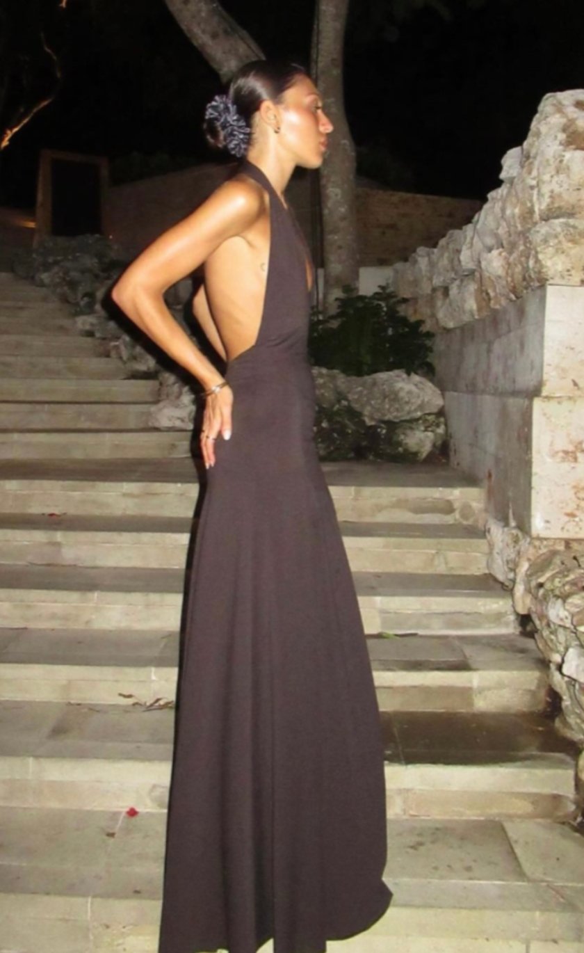 Bec & Bridge Blanche Halter Maxi Dress Espresso