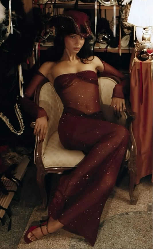 Mirror Palais The Starlite Dress Burgundy
