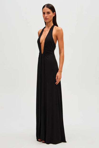 Misha Jennifer Cupro Maxi Dress Black