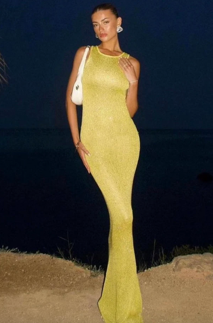 Asta Resort Natalia Sequin Dress Chartreuse