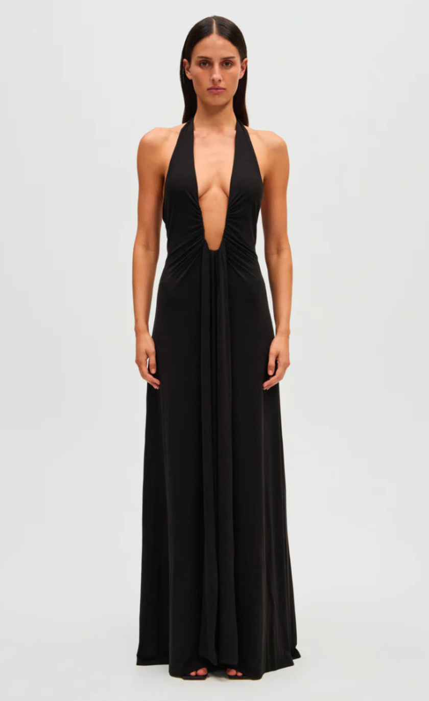Misha Jennifer Cupro Maxi Dress Black