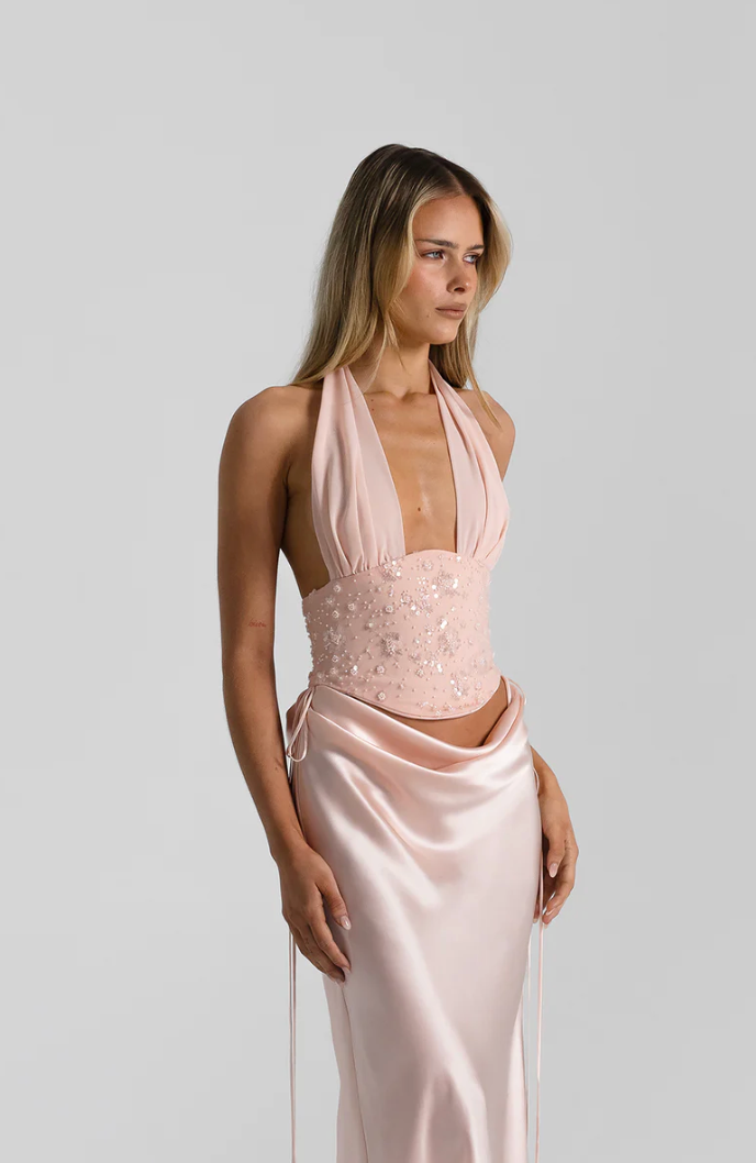 Natalie Rolt Bronte Top + Evelyn Skirt Baby Pink