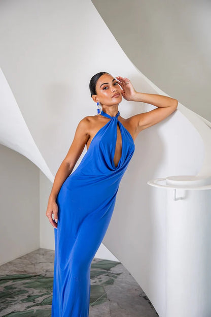 Sneaky Link Saint Plunge Maxi Dress Sapphire