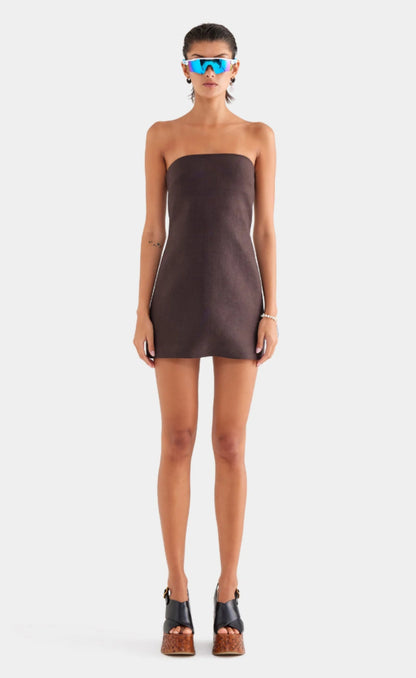 Venroy Linen Strapless Mini Dress
