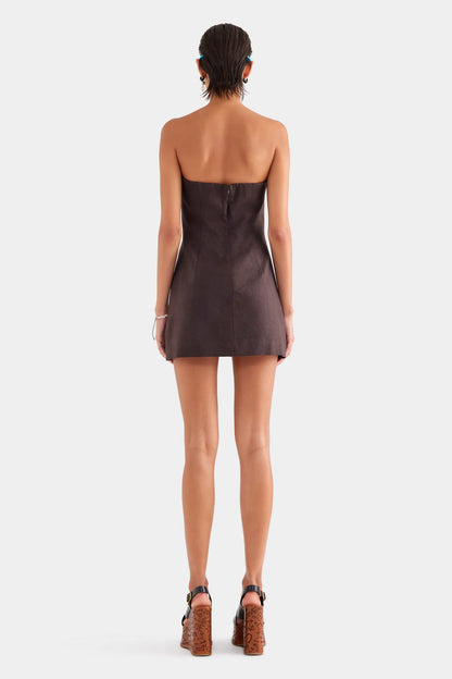 Venroy Linen Strapless Mini Dress