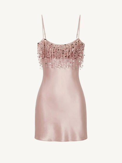 Asta Resort Yasmin Hand Beaded Mini Dress - Blush Pink