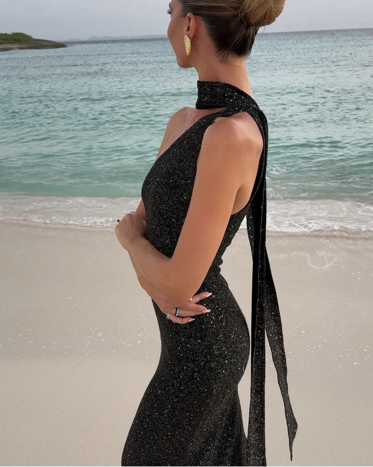 Asta Resort Jennifer Dress Charcoal Sequin – Celeb Style Hire