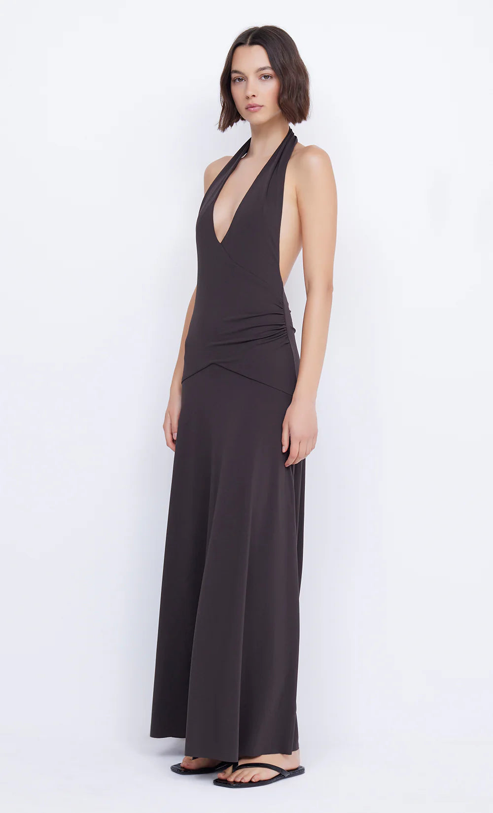 Bec & Bridge Blanche Halter Maxi Dress Espresso