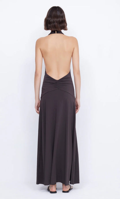 Bec & Bridge Blanche Halter Maxi Dress Espresso