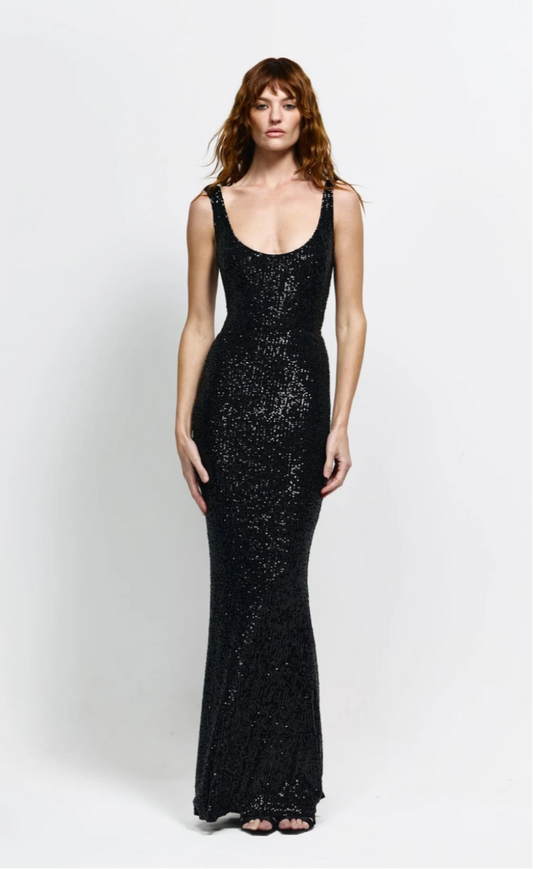 Effie Kats Colson Gown Black Sequin