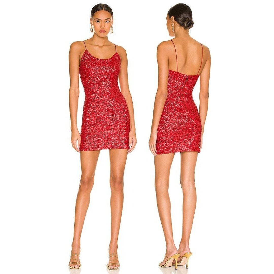 Alice + Olivia Red Sequin Mini Dress